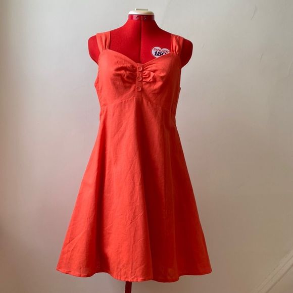 Elegant Orange Coral Sleeveless Dress - Picture 1 of 12
